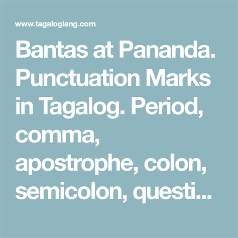 fraps in tagalog|Mga Bantas at Pananda (Punctuation Marks in Tagalog).